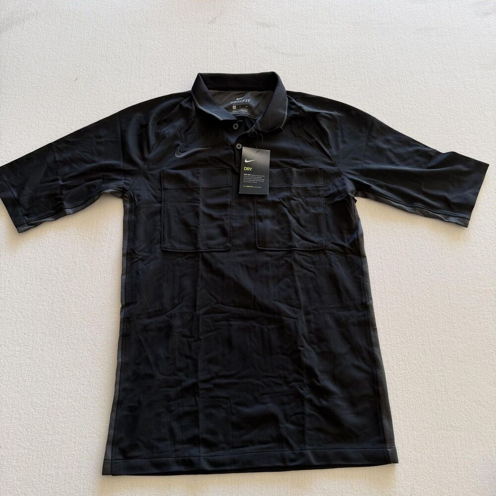 Nike Polo Shirt Mens Small Black Dri-Fit Utility Pocket Performance Golf